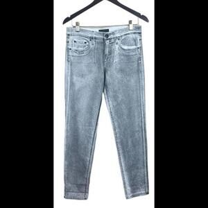Vince five‎ pocket relaxed rolled dark gray with foil jeans women's size 26 NWOT